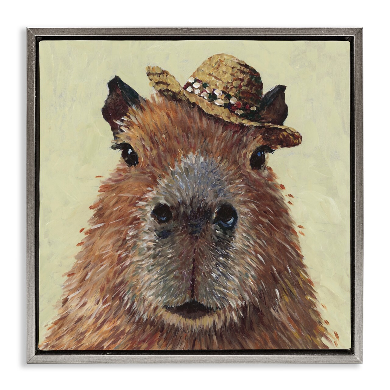 Stupell Industries Capybara with Straw Hat Floating Frame, design by Studio Bautista